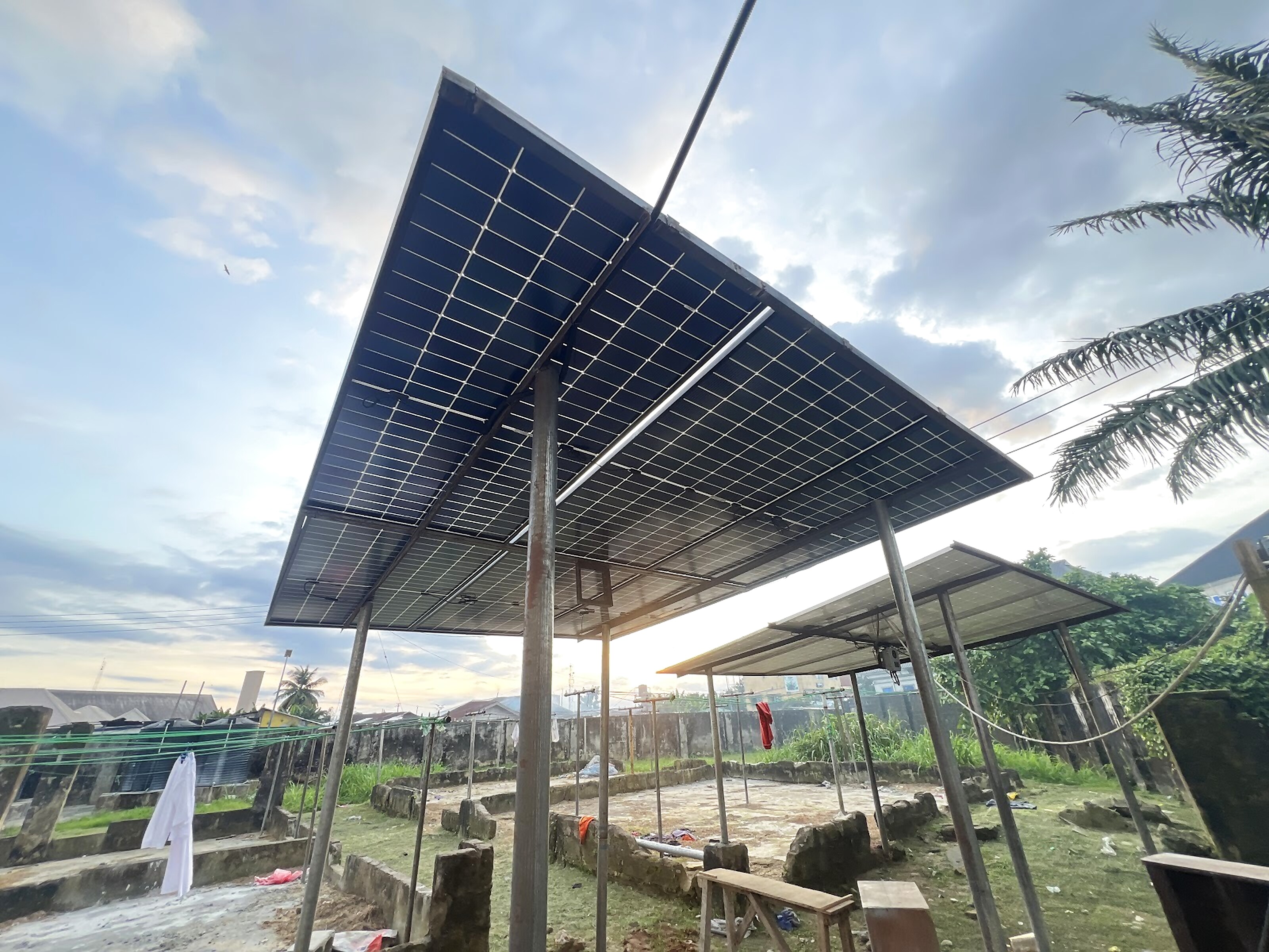 Ground-mounted solar canopy array